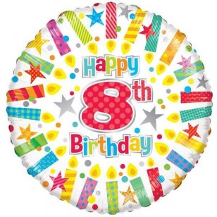 Happy 8th Birthday Candle Balloon